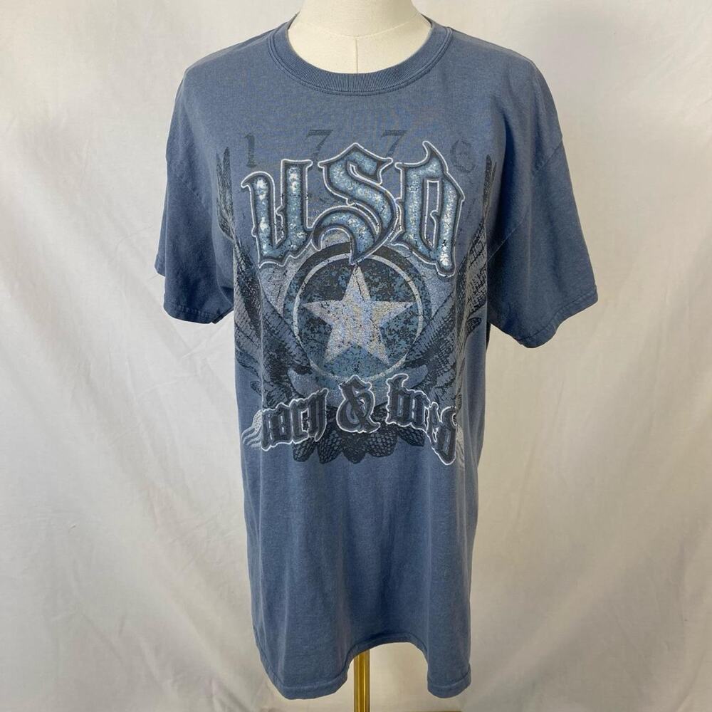 Gildan blue usa t shirt size medium grunge y2k 2000s skater